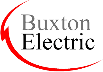 A green background with the words buxton electric in black.